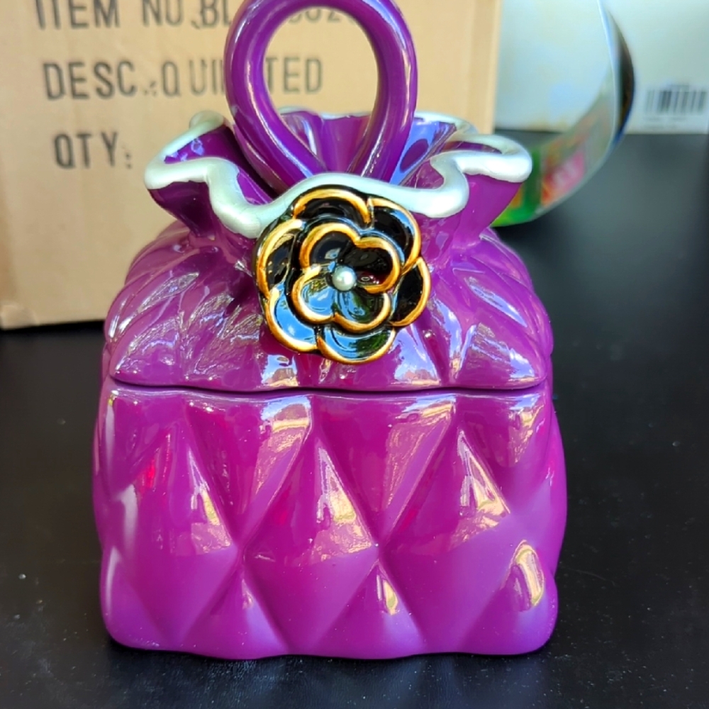David's Cookies Purple Quilted Cookie Jar